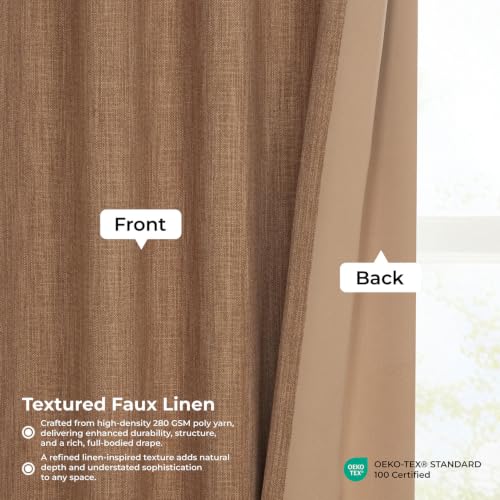 Image of HPD Half Price Drapes - Faux Linen Curtains for Living Room (1 Panel) - 50W X 120L - Textured Room Darkening Curtains for Bedroom 120 Inches Long - Drapes for Home Decor, Butterscotch