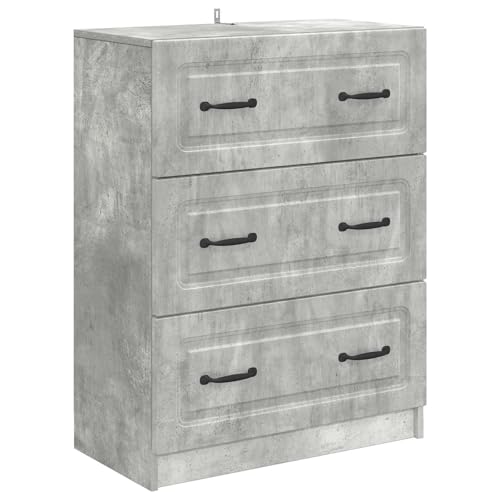 Cómoda gris hormigón de 66 cm con 2 cajones y 3 compartimentos de diseño moderno para pasillo 2