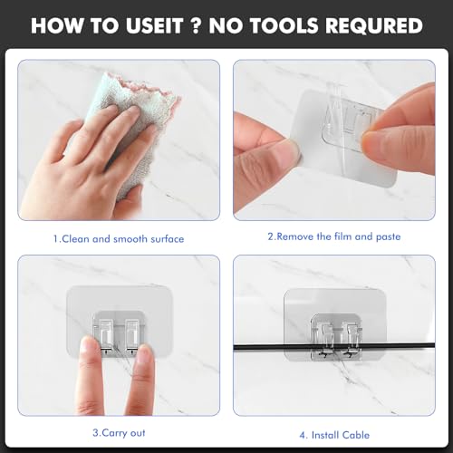 image for Galetcy Hooks for Outdoor String Lights - 100 Pack with Adhesive Strip