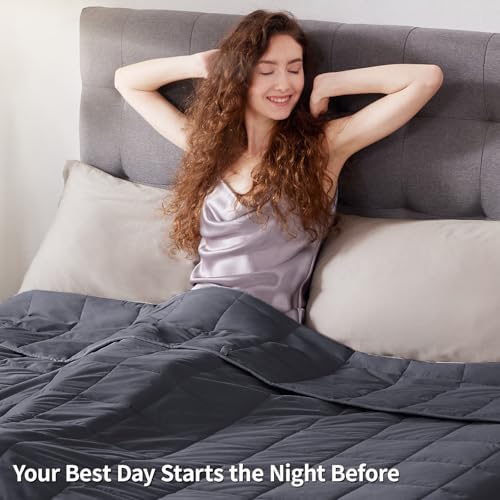 Image of Weighted Blanket (36 inchx48 inch 5lbs),Ultra Soft and Cozy Cooling Weighted Blanket,Heavy Blanket with Machine Washable Soft Blanket, Dark Grey
