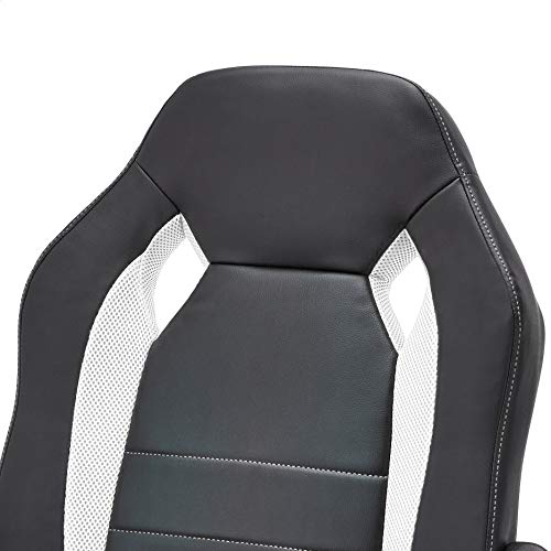 Amazon Basics Racing/Gaming Style Office Chair, Faux Leather, 22.6"D X 25.2"W X 44.1"H, White #TOP6