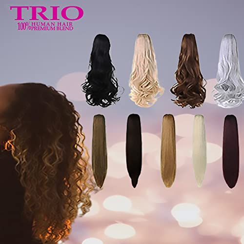 Trio Hair Extensions Real Human Hair, Extension Clips, Ponytail Extension, & Buns Hair Piece, Hair Wig, Premium Human Hair Quality, Petite Loose Deep, Color: F4/30 #TOP2
