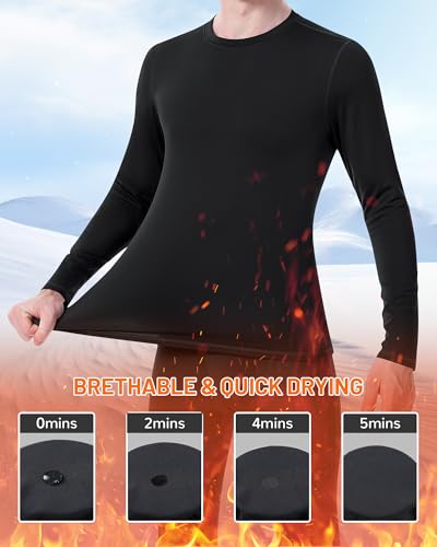 Runhit Mens Thermal Underwear Set Fleece Lined Long Johns Base Layer Top Bottom Cold Weather Gear for Hunting Running Skiing - Image 5