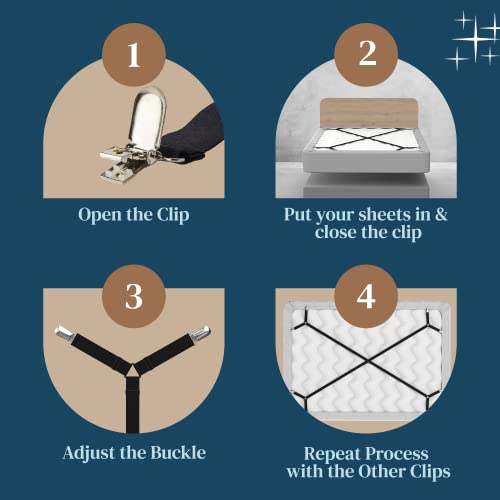 FeelAtHome Bed Sheet Holder Straps Criss-Cross, Sheets Stays Suspenders Keeping Fitted Or Flat Bedsheet in Place - Image 2