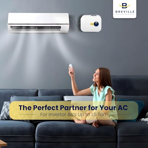 Image of Breville AC Voltage Stabilizer Upto 1.5 Ton AC | 160V-285V | LED Display | Low & High Voltage Protection for Inverter, Split & Window AC | 3-Year Warranty (White)