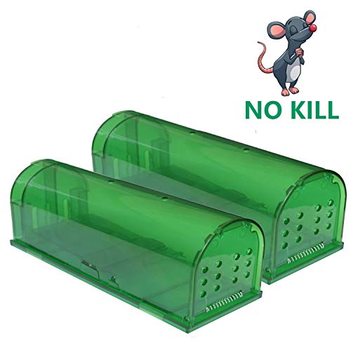 Preisvergleich Produktbild OuYi 2 STÜCKE Mausefalle, Nagetierfalle, Mäusefänger, kein Kill, Live-Mäusefangkäfig, Fang- und Freigabefallen, Wiederverwendbare Rattenfalle Eichhörnchenfalle
