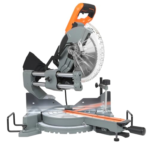 10-Inch Sliding Compound Miter Saw, Corded 15 Amp Miter Saw, Double Bevel with 100-Tooth Carbide Blade, LED Light, Angle Adjustable for Precision Cuts on Wood, Decking, Laminates