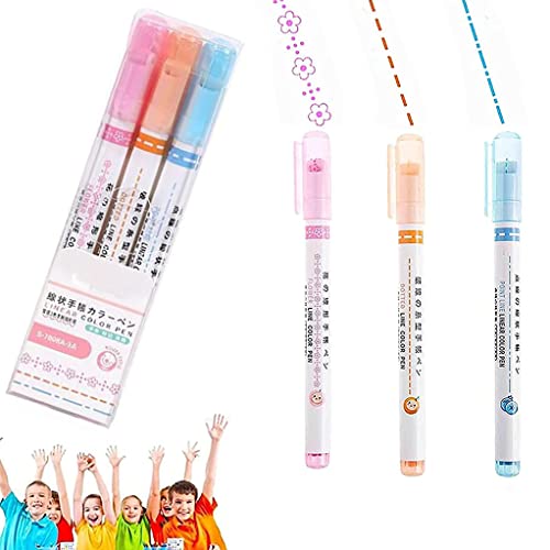 XCDH SmilevolLinear Color Pens, Smilevol Dual Tip Pens with 6 Different Curve Shapes & 6 Colors Fine Lines, Curve Highlighter Pen Set for Writing, Drawing (Set B-3Pcs) Cover