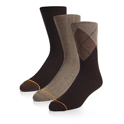 Gold Toe Mens 3-Pair Casual Argyle Cotton Trouser Dress Socks - Brown Assorted (Shoe Size 6-12.5 (1 PK - 3 Pair Total))2