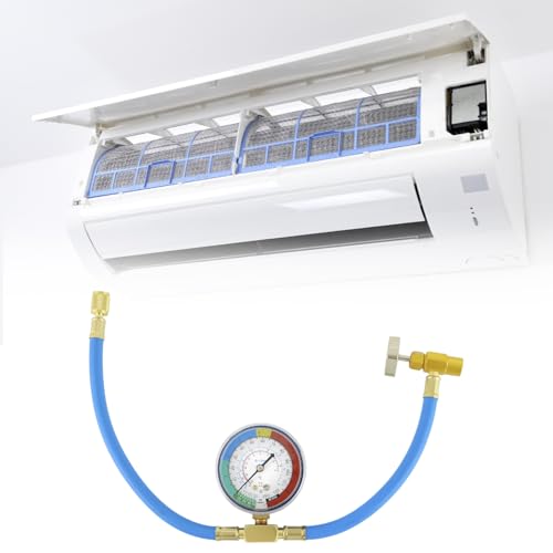 Image of QWORK R134A Refrigerator Service Hose Kit with Gauge, Piercing Valve & Self-Sealing Adapter - No Refrigerant Included