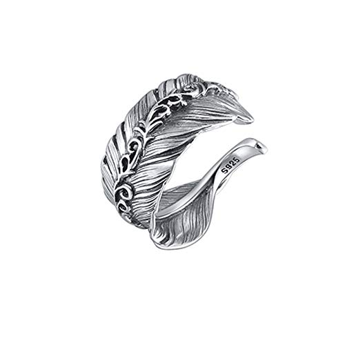 Bague homme argent plume vintage anneau ouvert idée cadeau idéal