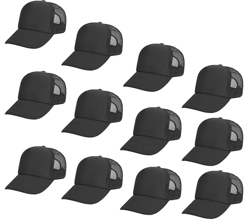Image of Gelante 12 Pcs Sublimation Blank Trucker Hats - 5 Panel Mesh Snapback Baseball Cap Bulk