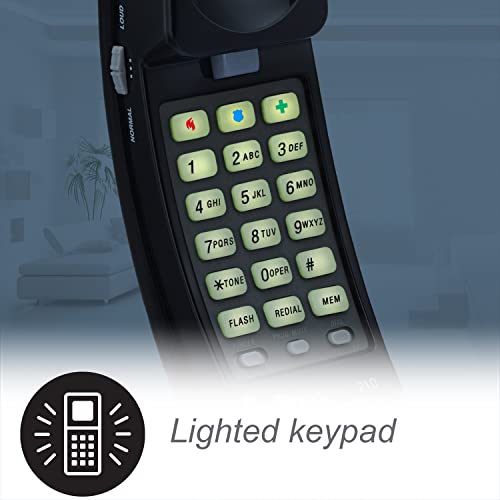At&T 210 Basic Trimline Corded Phone, No Ac Power Required, Wall-Mountable, Black #TOP4