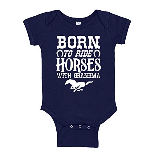 Born to Ride Horses with Grandma Baby Bodysuit or Toddler T-Shirt Cute Horse Clothing Gift
