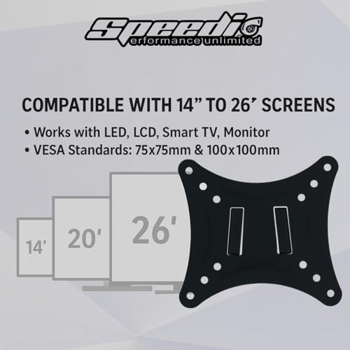 Image of Speedio Universal Fixed Wall Mount Bracket | Fixed Stand for 14-26 Inch LED, LCD, Smart TV & Computer Monitor | up to VESA 75 x 75mm, 100 x 100mm, Capacity 15Kgs /33lbs. (1)