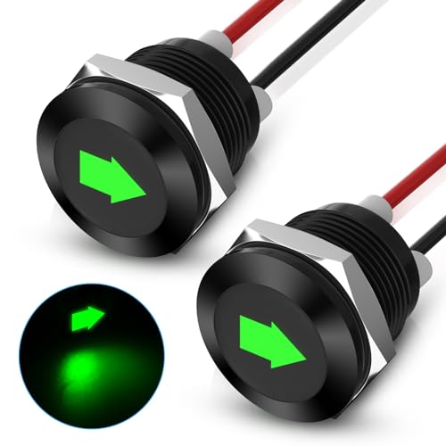 Luces indicadoras LED 12V piloto impermeable de 1/2 pulgada y cables de 300 mm