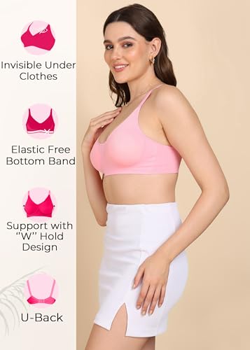 Image of Tweens Seamless Bonded Cotton Feel Invisi-Fit | Padded Wire-Free Full Coverage Bra | Cotton Lycra Fabric | Adjustable Straps | Hook and Eye Closure | Casual Everyday Wear| Pack of 1 |