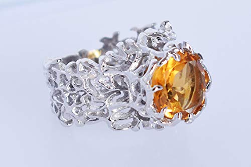 Bague en argent sterling 925 et citrine véritable Sz-P - 3