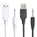 Bemexred Replacement 2.5mm DC Charging Cable USB Adapter Cord 2.5mm Fast Charging Cord (Black+White)