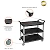 Luxor Home Office Large Multipurpose Three Shelves Serving Cart, Black
