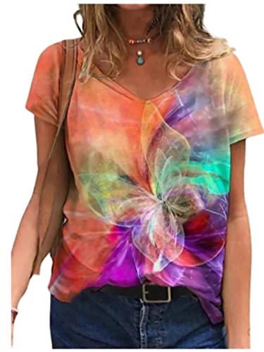T-Shirt Col en V Imprimé Femme pour Éviter les Hauts Transpirants