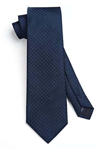 Image of HISDERN Mens Ties Plaid Tie and Pocket Square Set Classic Woven Formal Checkered Neckties & Handkerchief Wedding Party