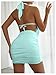 SOLY HUX Women's Sexy Deep V Neck Halter Bodycon Mini Dress Sleeveless Party Club Dresses Plain Blue Small
