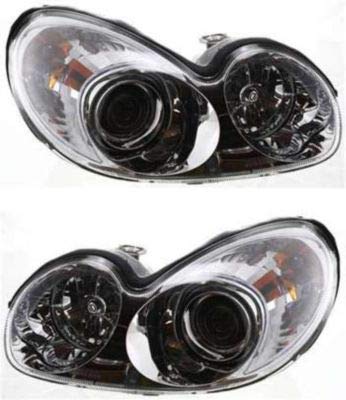Evan-Fischer Headlight Set Compatible with 2002-2005 Hyundai Sonata Left Driver and Right Passenger Side Halogen With bulb(s)