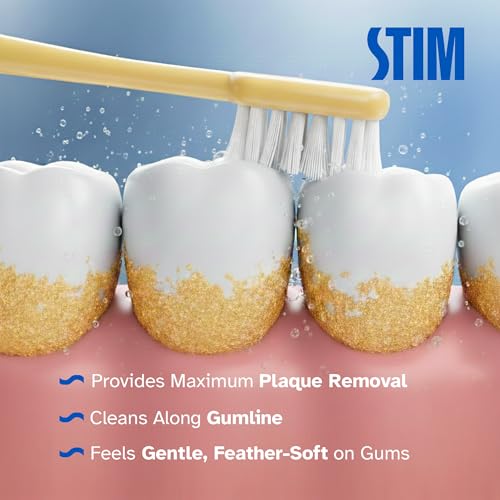 Image of STIM Plus Toothbrush | 4,500+ Ultra-Soft Bristles | Tapered Tips for Sensitive Teeth | Gentle on Gums & Enamel | Adults | Mixed Colors | Toothbrush + Interdental Brush (Pack of 2)