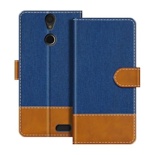 UOGNADGD Leder-Flip-Portemonnee-Hülle Kompatibel mit Vernee Thor Handyhülle mit Kartenhaltern, RFID-Blockierung, Magnetverschluss und Kickstand (Blau)