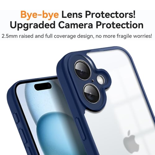 Image of KARWANBack Cover |Shockproof Bumper Case | Full Camera Protection | Raised Edges | Super Soft Side TPU | Bumper Case for iPhone 16 - Blue
