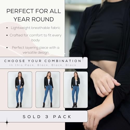 Image of Azules Cropped Cardigan for Women, Open Front Drape Lightweight Sweater Long Sleeves Women's Cardigans