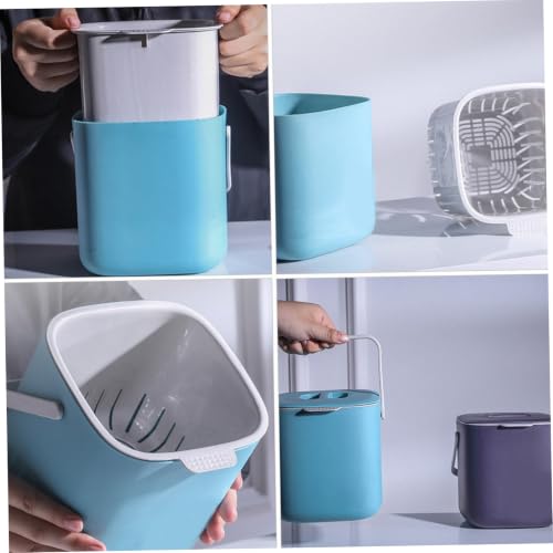 Caneca de basura plástica portátil para cocina con tapa miniatura 4
