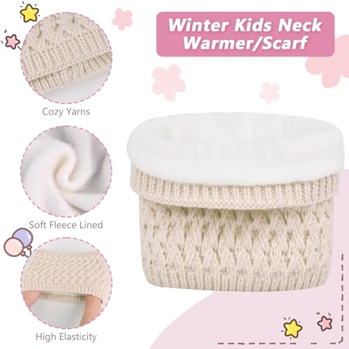 Image of Kids Winter Hat Gloves Scarf Set,Toddler Girls Winter Hat Kids Beanie with Pom Neck Warmer Gaiter Mittens Fleece Lined Set