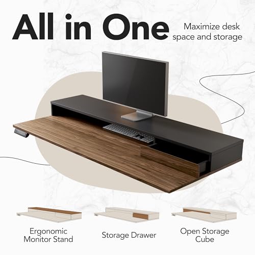 HUANUO Electric Standing Desk with 3 Drawers, 47 Inch Height Adjustable Stand Up Desk with Storage File Drawer, Computer Workstation with Monitor Stand for Home Office, Black Walnut - Image 5