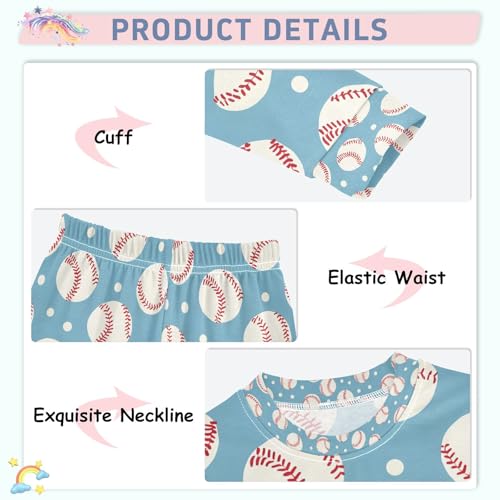 senya Baseball with Dot Blue Pajamas Set Long Sleeve Soft Cotton Sleepwear 2 Piece4