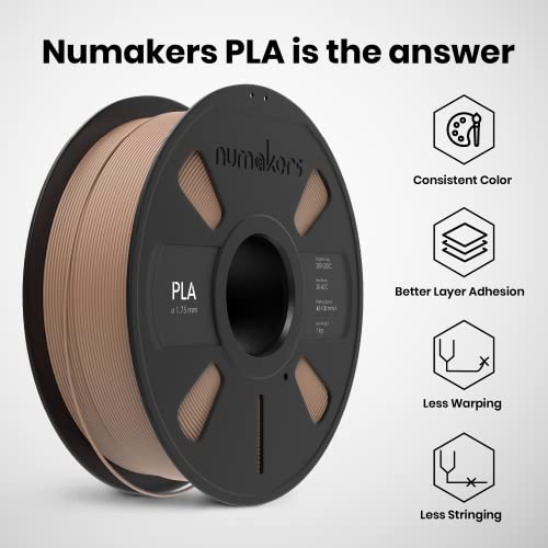 Image of NUMAKERS PLA+ 3D Printer Filament, 1.75mm, Dimensional Accuracy + /- 0.03 mm, 1 kg Spool (2.2 lbs), Compatible with Most FDM Printers (Beige Brown)