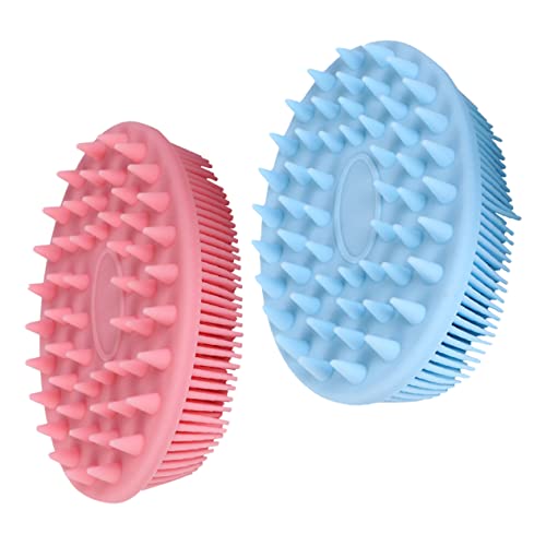 PATKAW 1 Juego 2 Piezas Cepillo de champú de silicona peine de masaje cepillo de champú masajeador de cuero cabelludo depurador de cabeza hair skincare masaje multifuncional cabello