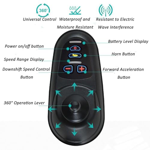 Joystick kontroler wózka inwalidzkiego, LED instrukcja obsługi joystick, wodoodporny, 4 klawisze do elektrycznych wózków inwalidzkich 24 V DC, akcesoria do joysticka