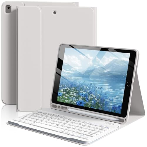 BFGTSJF Keyboard Case for iPad 9th / 8th / 7th Generation 10.2 inch 2021/2020/2019 iPad Air 3rd / iPad Pro 10.5 inch with Pencil Holder Magnetic Detachable Bluetooth Keyboard - Gray