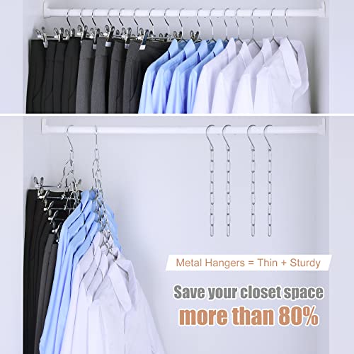 Dticon Hangers Space Saving, Metal Chain Clothes Hanger Organizer With 8 Slots, Magic Foldable Multiple Hangers In One, Collapsible Vertical Space Saver Hangers For Closet Organizer (Pack Of 6) #TOP1