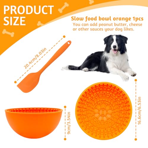 Silikon-Lecknapf für Hunde, lustig, langsamer Futternapf, rutschfest, interaktiv, Anti-Ersticken, langsames Fressen, gesünder (orange)