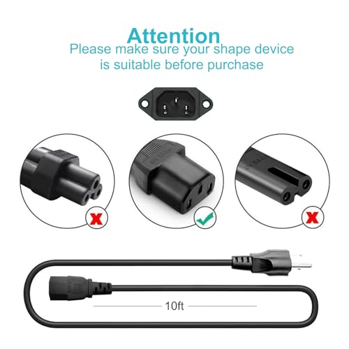 image for Love your yy 10Ft 3 Prong AC Power Cord TV Universal Treadmills Cable 