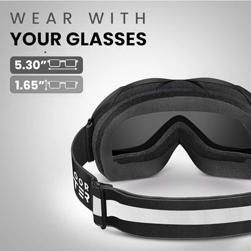 Image of OutdoorMaster OTG Ski Goggles - Over Glasses Ski /Snowboard Goggles for Men, Women & Youth - 100% UV Protection (Black Frame + VLT 21% Polarized Gray Lens)