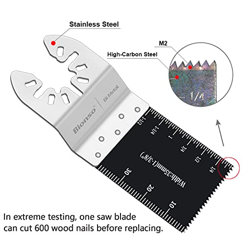 Bionso 20PCS Oscillating Tool Blades, Professional Multitool Blades for Wood and Metal, Multi Tool Saw Blades Fit Dewalt Milwaukee Rockwell Dremel Makita Rigid Ryobi Fein Bosch Craftsman