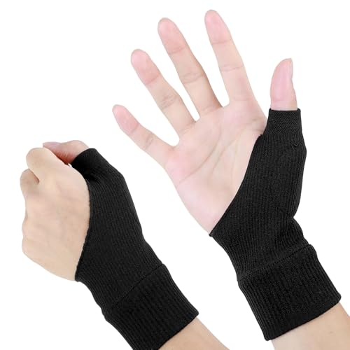 LLOUSSAK Guantes de compresión para el pulgar para artritis, guantes transpirables sin dedos con almohadilla de gel, cómodo túnel carpiano para el dolor de artritis y apoyo (1 par)