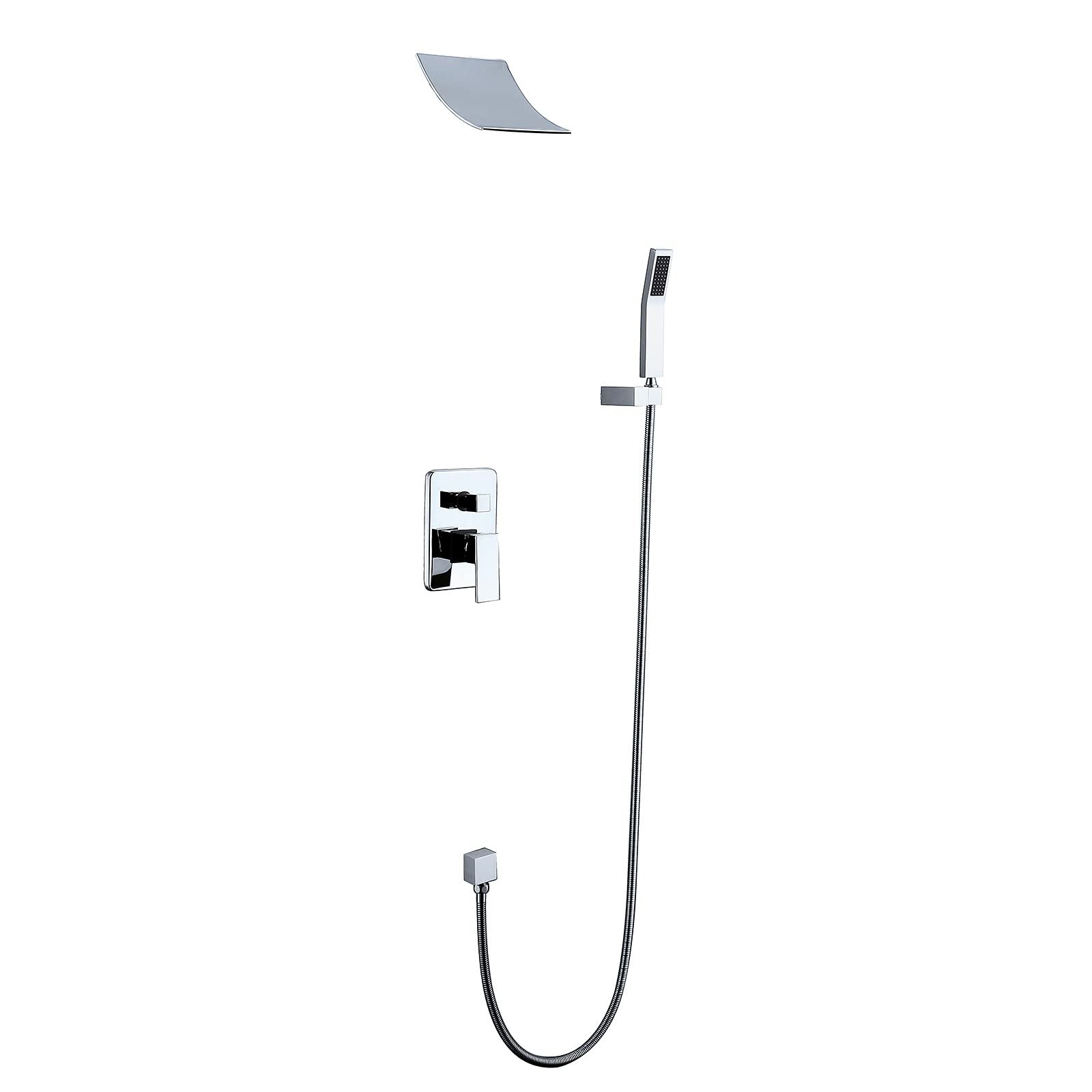 CWCQGH Shower System Concealed Brass Shower Faucet Set Modern Design Shower Combo Set with Hand Shower and Tap Easy Installation Wall Mounted