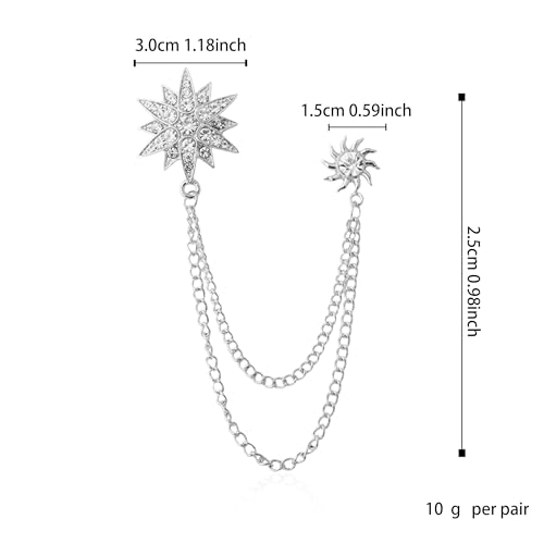 Image of Rhinestone Star Brooch Pin for Women Men Dainty Gold Plated Crystal CZ Snowflake Tassel Exquisite Lapel Pins Dress Suit Bouquet Accessories Jewelry