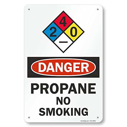 Plaque danger propane et interdiction de fumer rouge et blanc de 18x12 pouces pour entreprise