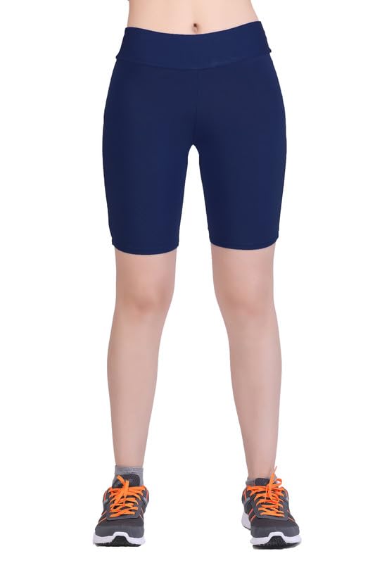 Women's Solid HIGH-Rise Skinny FIT Yoga Shorts-image-28